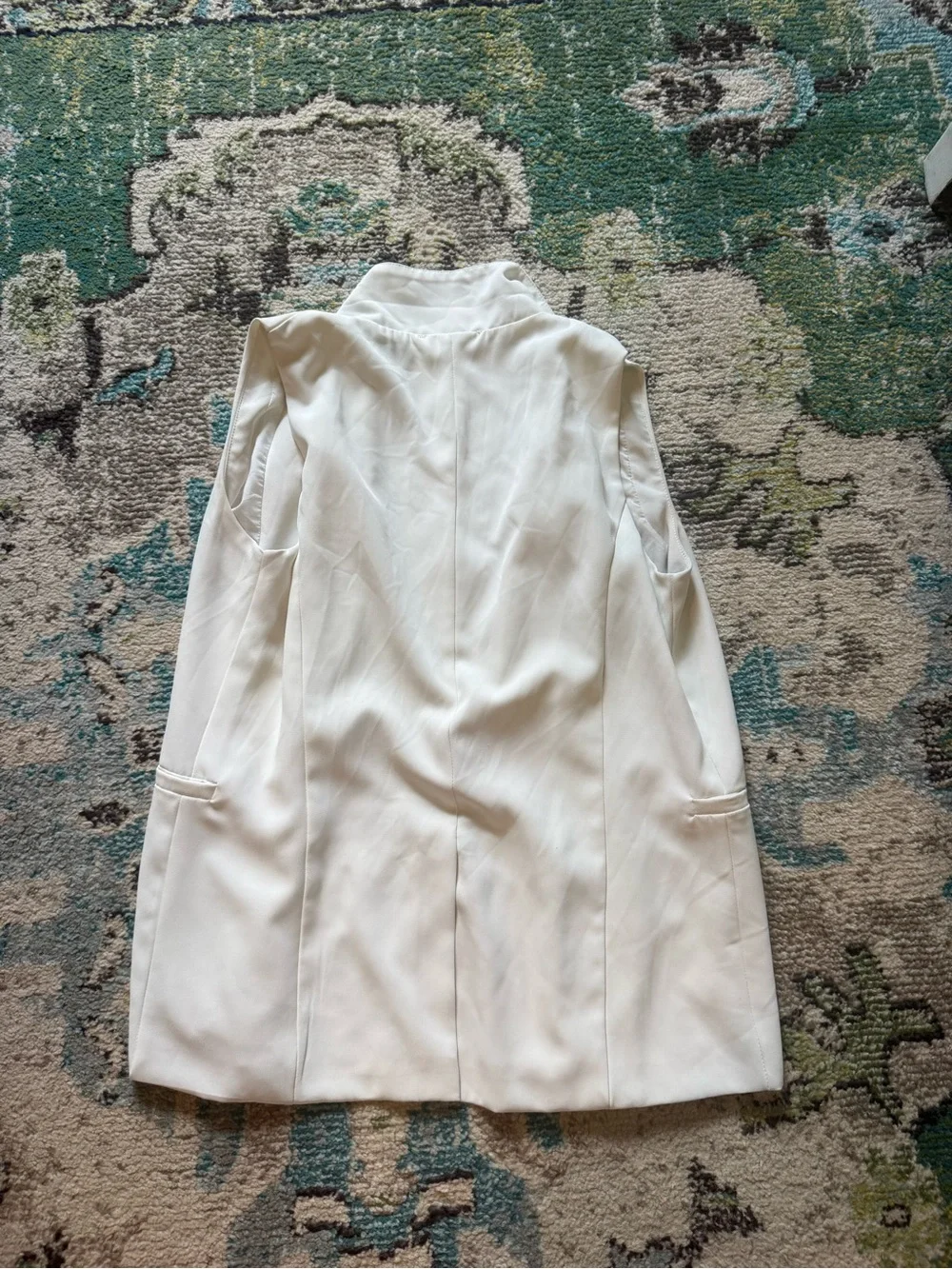 Hyfve Ivory Sleeveless Blazer Vest Medium Open Front Longline Career Chic
